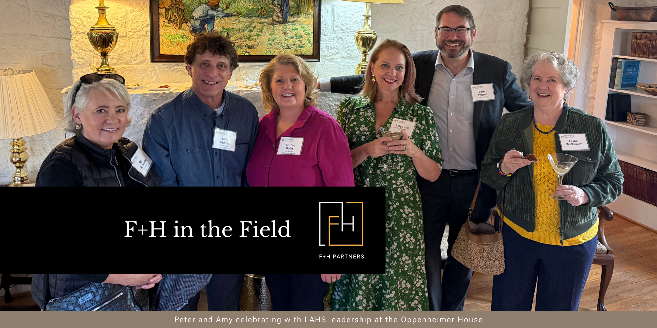 Peter and Amy celebrating with LAHS leadership at the Oppenheimer House